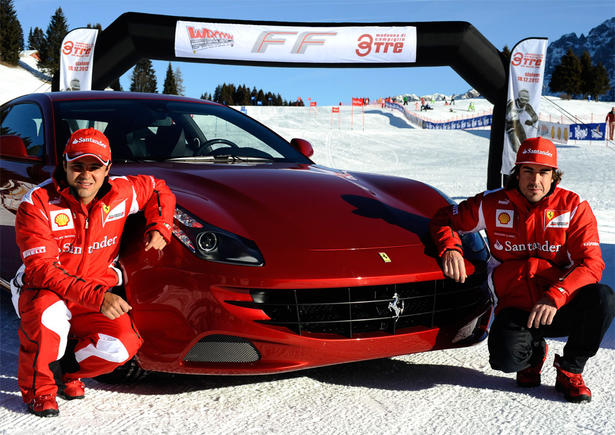 VIDEO: Fernando Alonso and Felipe Massa Go Skiing With Ferrari FF
