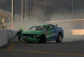 Vaughn Gittin Drifting Mustang crash video