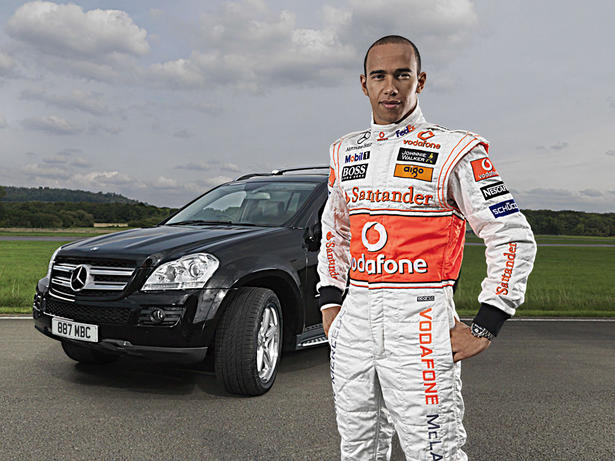 Hamilton drives a Mercedes GL