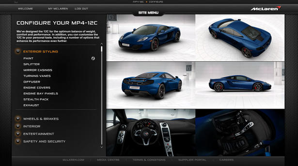 McLaren MP4 12C configurator