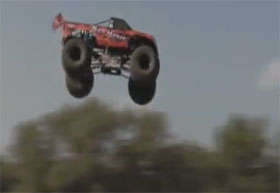 Monster Truck World Record Jump Crash Video