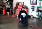 Video: man rides airbag