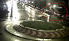 Car Goes Airborne Over Roundabout