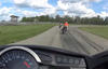 Flying Motorcycle Smashes Biker Helmet