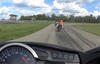 Flying Motorcycle Smashes Biker Helmet
