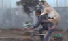 Goat Rides Guy Riding A Bike