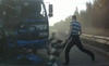 Truck Driver Makes Chuck Norris Impression During Crash