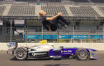 Blind Backflip Over Moving Formula E Racecar