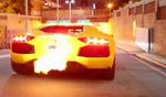 Flaming Lamborghini Aventador