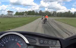 Flying Motorcycle Smashes Biker Helmet