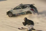 Peugeot 207 S2000 vs Skier on Top Gear